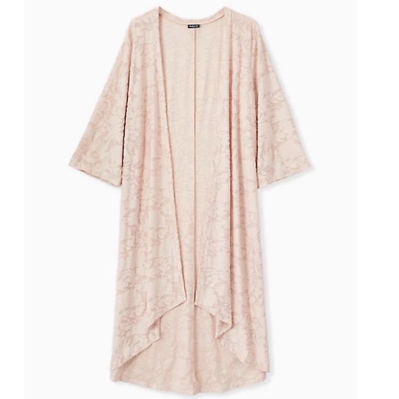 Torrid Light Pink High-low Floral Kimono Size 1 - Picture 2 of 9